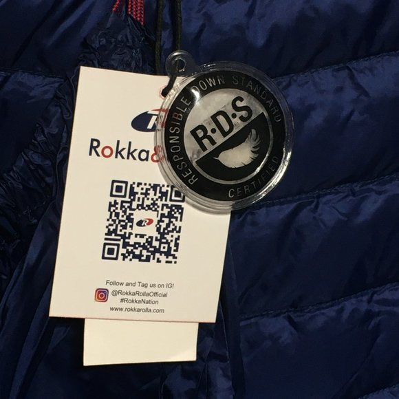 Rokka&Rolla Women's L 12-14 Navy Blue Lightweight Packable Down Puffer Jacket - Picture 10 of 15